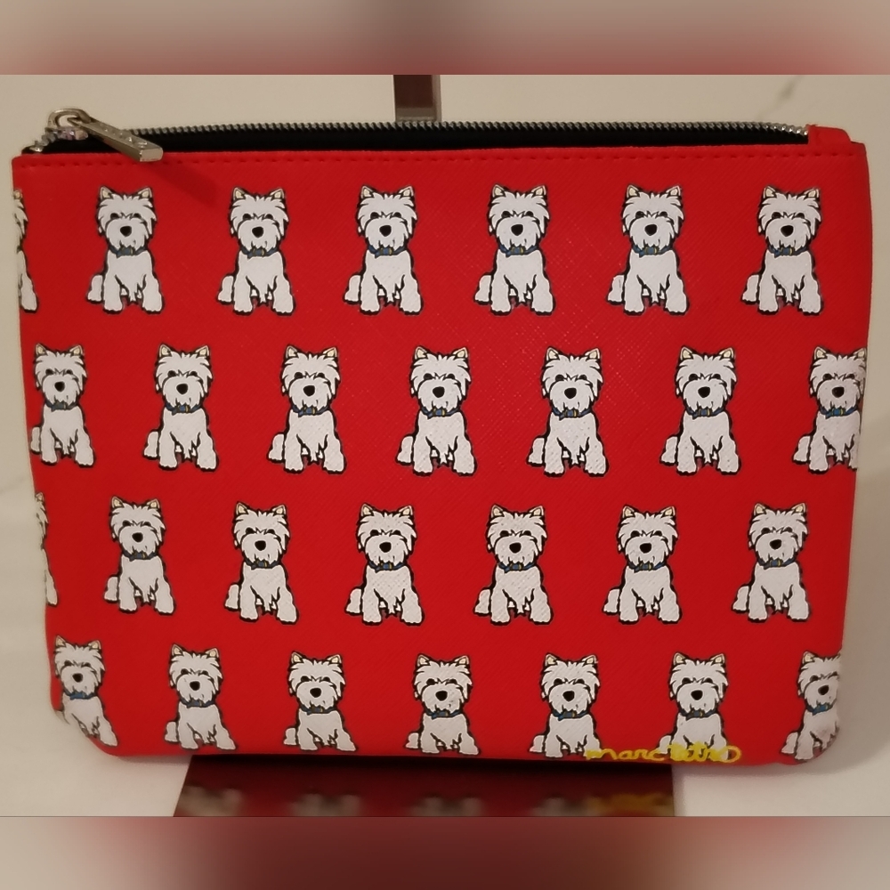 Red Cosmetic Bag with Dog Print